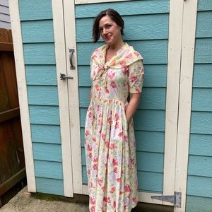 Vintage Laura Ashley yellow shawl dress